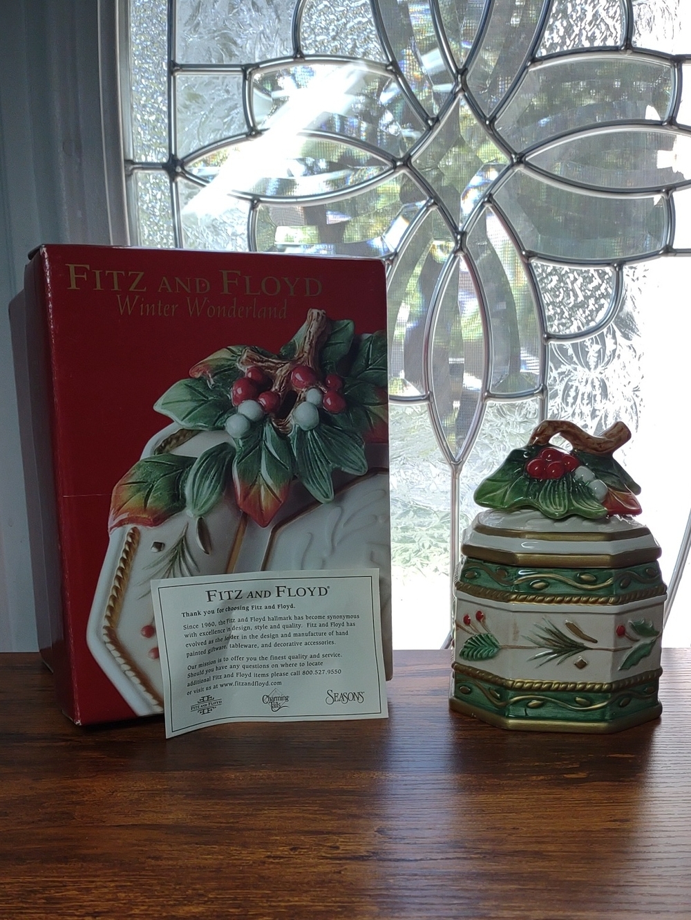 Fitz and Floyd Winter Wonderland Candy Jar Trinket Dish Vintage Christmas Decor